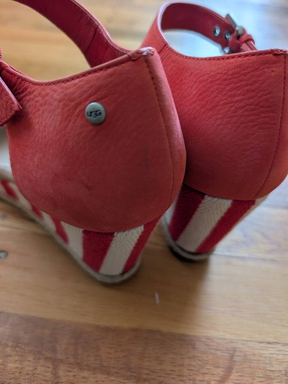 UGG Red Stripe Espadrille Wedge Sandals - Picture 6 of 8